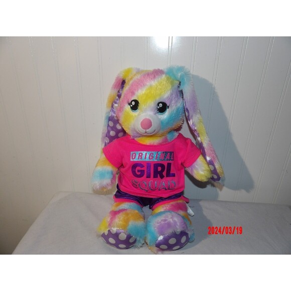 Build A Bear Easter Bunny Rabbit 17" Plush Rainbow‎ Pink Blue Yellow BABW - Picture 1 of 6